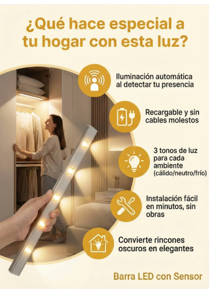 LUZ LED SENSOR MOVMTO ULTRAFINO USB 20CM